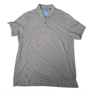 Tasso Elba Men's Size XL Striped Polo Shirt Gray